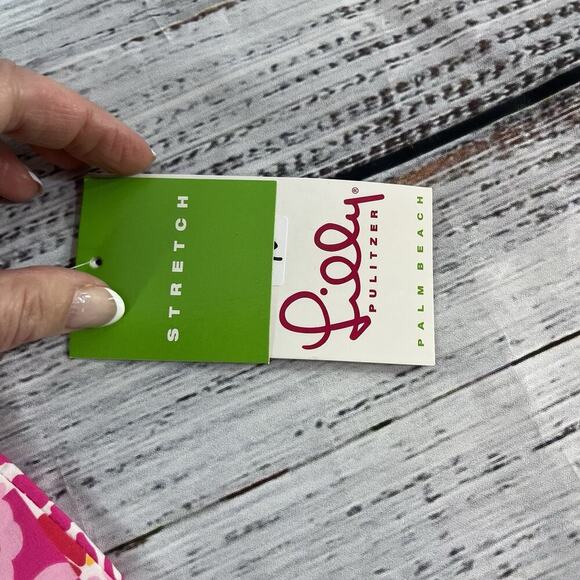 Lilly Pulitzer Rachael Capri Pants sz 4 Pet Kings Court Patch Pink Floral Cabs - Picture 4 of 8